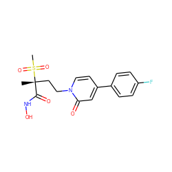 C[C@@](CCn1ccc(-c2ccc(F)cc2)cc1=O)(C(=O)NO)S(C)(=O)=O ZINC000084596455