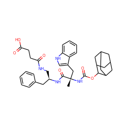 C[C@@](Cc1c[nH]c2ccccc12)(NC(=O)OC1C2CC3CC(C2)CC1C3)C(=O)N[C@H](CNC(=O)CCC(=O)O)Cc1ccccc1 ZINC000027331283