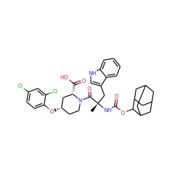 C[C@@](Cc1c[nH]c2ccccc12)(NC(=O)OC1C2CC3CC(C2)CC1C3)C(=O)N1CC[C@H](Oc2ccc(Cl)cc2Cl)C[C@@H]1C(=O)O ZINC000029216635