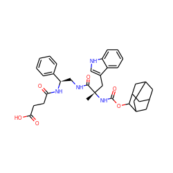 C[C@@](Cc1c[nH]c2ccccc12)(NC(=O)OC1C2CC3CC(C2)CC1C3)C(=O)NC[C@@H](NC(=O)CCC(=O)O)c1ccccc1 ZINC000014952320