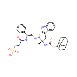 C[C@@](Cc1c[nH]c2ccccc12)(NC(=O)OC1C2CC3CC(C2)CC1C3)C(=O)NC[C@@H](NC(=O)CCS(=O)(=O)O)c1ccccc1 ZINC000026576438