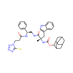 C[C@@](Cc1c[nH]c2ccccc12)(NC(=O)OC1C2CC3CC(C2)CC1C3)C(=O)NC[C@@H](NC(=O)CCn1nnnc1S)c1ccccc1 ZINC000026573626