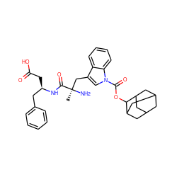 C[C@@](N)(Cc1cn(C(=O)OC2C3CC4CC(C3)CC2C4)c2ccccc12)C(=O)N[C@H](CC(=O)O)Cc1ccccc1 ZINC000027884117