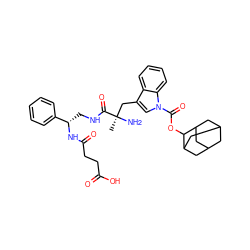 C[C@@](N)(Cc1cn(C(=O)OC2C3CC4CC(C3)CC2C4)c2ccccc12)C(=O)NC[C@H](NC(=O)CCC(=O)O)c1ccccc1 ZINC000027893346