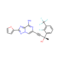 C[C@@](O)(C#Cc1cn2nc(-c3ccco3)nc2c(N)n1)c1cccc(C(F)(F)F)c1F ZINC000028336051