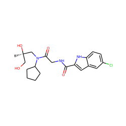 C[C@@](O)(CO)CN(C(=O)CNC(=O)c1cc2cc(Cl)ccc2[nH]1)C1CCCC1 ZINC000028129852