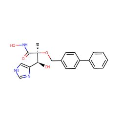 C[C@@](OCc1ccc(-c2ccccc2)cc1)(C(=O)NO)[C@@H](O)c1c[nH]cn1 ZINC000084602290