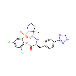 C[C@@]1(C(=O)N[C@@H](Cc2ccc(-c3nc[nH]n3)cc2)C(=O)O)CCCN1S(=O)(=O)c1cc(Cl)cc(Cl)c1 ZINC000026657719