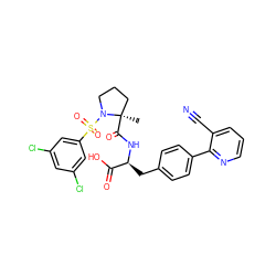 C[C@@]1(C(=O)N[C@@H](Cc2ccc(-c3ncccc3C#N)cc2)C(=O)O)CCCN1S(=O)(=O)c1cc(Cl)cc(Cl)c1 ZINC000026648639