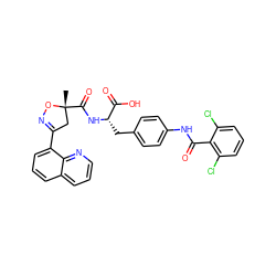 C[C@@]1(C(=O)N[C@@H](Cc2ccc(NC(=O)c3c(Cl)cccc3Cl)cc2)C(=O)O)CC(c2cccc3cccnc23)=NO1 ZINC000059630233