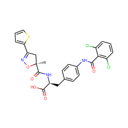 C[C@@]1(C(=O)N[C@@H](Cc2ccc(NC(=O)c3c(Cl)cccc3Cl)cc2)C(=O)O)CC(c2cccs2)=NO1 ZINC000059630241