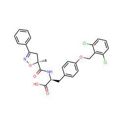 C[C@@]1(C(=O)N[C@@H](Cc2ccc(OCc3c(Cl)cccc3Cl)cc2)C(=O)O)CC(c2ccccc2)=NO1 ZINC000059629590