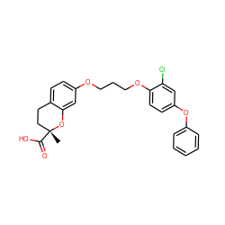 C[C@@]1(C(=O)O)CCc2ccc(OCCCOc3ccc(Oc4ccccc4)cc3Cl)cc2O1 ZINC000003992538