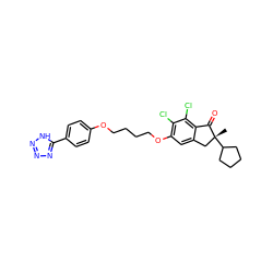 C[C@@]1(C2CCCC2)Cc2cc(OCCCCOc3ccc(-c4nnn[nH]4)cc3)c(Cl)c(Cl)c2C1=O ZINC000028343526