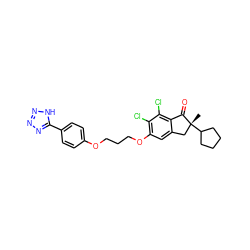 C[C@@]1(C2CCCC2)Cc2cc(OCCCOc3ccc(-c4nnn[nH]4)cc3)c(Cl)c(Cl)c2C1=O ZINC000028343020