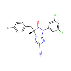 C[C@@]1(Cc2ccc(Br)cc2)C(=O)N(c2cc(Cl)cc(Cl)c2)c2nc(C#N)cn21 ZINC000013584238