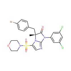 C[C@@]1(Cc2ccc(Br)cc2)C(=O)N(c2cc(Cl)cc(Cl)c2)c2ncc(S(=O)(=O)N3CCOCC3)n21 ZINC000028459809