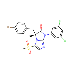 C[C@@]1(Cc2ccc(Br)cc2)C(=O)N(c2cc(Cl)cc(Cl)c2)c2ncc(S(C)(=O)=O)n21 ZINC000003933074