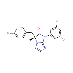 C[C@@]1(Cc2ccc(Br)cc2)C(=O)N(c2cc(Cl)cc(Cl)c2)c2nccn21 ZINC000013584225