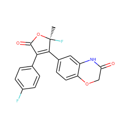 C[C@@]1(F)OC(=O)C(c2ccc(F)cc2)=C1c1ccc2c(c1)NC(=O)CO2 ZINC000096283375