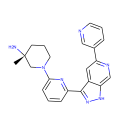 C[C@@]1(N)CCCN(c2cccc(-c3n[nH]c4cnc(-c5cccnc5)cc34)n2)C1 ZINC000205257434