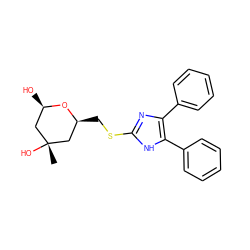 C[C@@]1(O)C[C@@H](O)O[C@@H](CSc2nc(-c3ccccc3)c(-c3ccccc3)[nH]2)C1 ZINC000013730550