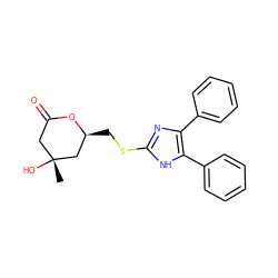 C[C@@]1(O)CC(=O)O[C@@H](CSc2nc(-c3ccccc3)c(-c3ccccc3)[nH]2)C1 ZINC000013730465