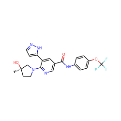 C[C@@]1(O)CCN(c2ncc(C(=O)Nc3ccc(OC(F)(F)F)cc3)cc2-c2ccn[nH]2)C1 ZINC000224373050