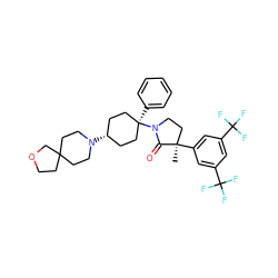 C[C@@]1(c2cc(C(F)(F)F)cc(C(F)(F)F)c2)CCN([C@]2(c3ccccc3)CC[C@@H](N3CCC4(CCOC4)CC3)CC2)C1=O ZINC000253675725