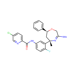 C[C@@]1(c2cc(NC(=O)c3ccc(Cl)cn3)ccc2F)C[C@@H](c2ccccc2)OCC(N)=N1 ZINC000169148633