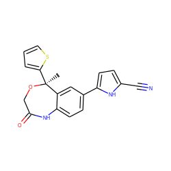 C[C@@]1(c2cccs2)OCC(=O)Nc2ccc(-c3ccc(C#N)[nH]3)cc21 ZINC000013984728