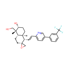 C[C@@]12CC[C@@H](O)[C@@](C)(CO)[C@H]1CC[C@@]1(CO1)[C@H]2/C=C/c1ccc(-c2cccc(C(F)(F)F)c2)cn1 ZINC001772579790