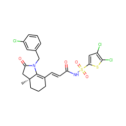 C[C@@]12CCCC(/C=C/C(=O)NS(=O)(=O)c3cc(Cl)c(Cl)s3)=C1N(Cc1cccc(Cl)c1)C(=O)C2 ZINC000049867097