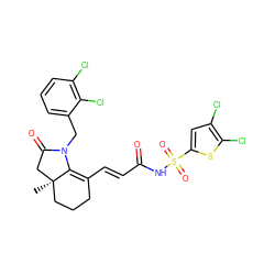 C[C@@]12CCCC(/C=C/C(=O)NS(=O)(=O)c3cc(Cl)c(Cl)s3)=C1N(Cc1cccc(Cl)c1Cl)C(=O)C2 ZINC000042877769