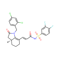 C[C@@]12CCCC(/C=C/C(=O)NS(=O)(=O)c3ccc(F)c(F)c3)=C1N(Cc1ccc(Cl)cc1Cl)C(=O)C2 ZINC000042876782