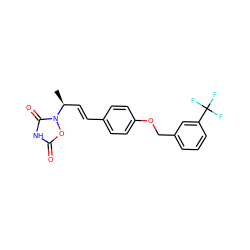 C[C@@H](/C=C/c1ccc(OCc2cccc(C(F)(F)F)c2)cc1)n1oc(=O)[nH]c1=O ZINC000027098952