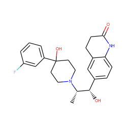 C[C@@H]([C@@H](O)c1ccc2c(c1)CCC(=O)N2)N1CCC(O)(c2cccc(F)c2)CC1 ZINC000028952106