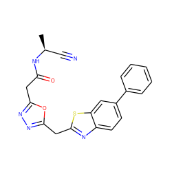 C[C@@H](C#N)NC(=O)Cc1nnc(Cc2nc3ccc(-c4ccccc4)cc3s2)o1 ZINC000072315516