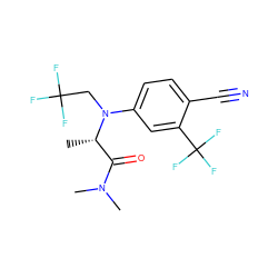 C[C@@H](C(=O)N(C)C)N(CC(F)(F)F)c1ccc(C#N)c(C(F)(F)F)c1 ZINC000043020005