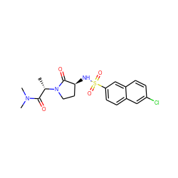 C[C@@H](C(=O)N(C)C)N1CC[C@H](NS(=O)(=O)c2ccc3cc(Cl)ccc3c2)C1=O ZINC000014949932