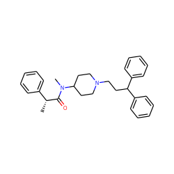 C[C@@H](C(=O)N(C)C1CCN(CCC(c2ccccc2)c2ccccc2)CC1)c1ccccc1 ZINC000028131641