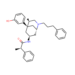 C[C@@H](C(=O)N[C@@H]1C[C@@H]2C[C@](c3cccc(O)c3)(C1)[C@@H](C)CN2CCCc1ccccc1)c1ccccc1 ZINC000038147761