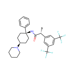 C[C@@H](C(=O)N[C@]1(c2ccccc2)CC[C@H](N2CCCCC2)CC1)c1cc(C(F)(F)F)cc(C(F)(F)F)c1 ZINC000261109788