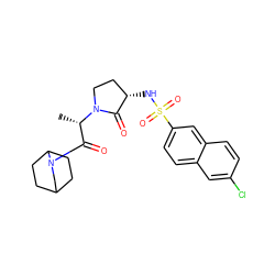 C[C@@H](C(=O)N1CC2CCC1CC2)N1CC[C@H](NS(=O)(=O)c2ccc3cc(Cl)ccc3c2)C1=O ZINC000014950143