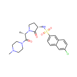 C[C@@H](C(=O)N1CCN(C)CC1)N1CC[C@H](NS(=O)(=O)c2ccc3cc(Cl)ccc3c2)C1=O ZINC000014950150