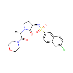 C[C@@H](C(=O)N1CCOCC1)N1CC[C@@H](NS(=O)(=O)c2ccc3cc(Cl)ccc3c2)C1=O ZINC000014950172