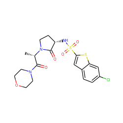 C[C@@H](C(=O)N1CCOCC1)N1CC[C@H](NS(=O)(=O)c2cc3ccc(Cl)cc3s2)C1=O ZINC000014950092