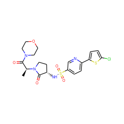 C[C@@H](C(=O)N1CCOCC1)N1CC[C@H](NS(=O)(=O)c2ccc(-c3ccc(Cl)s3)nc2)C1=O ZINC000014965214