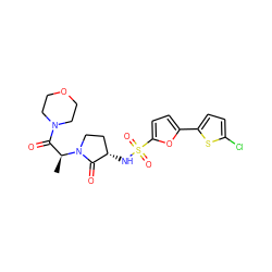 C[C@@H](C(=O)N1CCOCC1)N1CC[C@H](NS(=O)(=O)c2ccc(-c3ccc(Cl)s3)o2)C1=O ZINC000014965194