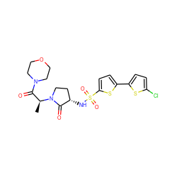 C[C@@H](C(=O)N1CCOCC1)N1CC[C@H](NS(=O)(=O)c2ccc(-c3ccc(Cl)s3)s2)C1=O ZINC000014965148